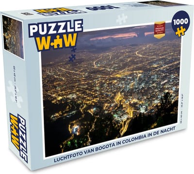 Puzzel Luchtfoto van Bogota in Colombia in de nacht - Legpuzzel - Puzzel 1000 stukjes volwassenen