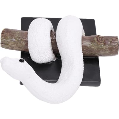 Sculpture de Serpent en Résine Python Réaliste Décor Mural Décoration de Jardin Suspendue Statue de Serpent 3D Ornement d'Art Résistant aux Intempéries blanc