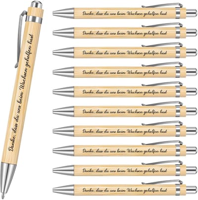NTH products- Balpen Set van 10 - Houten Balpen - Afscheidscadeau voor Leraren - Praktisch Geschenk - 13,6 cm - Doordacht Ontwerp - Schrijfgerei