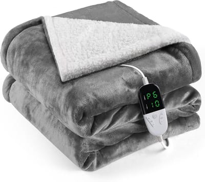 Verwarmde Deken Flanel 133x155 cm met 6 Warmtestanden en Timer