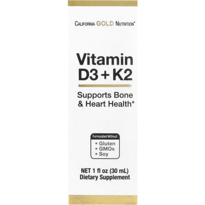 California Gold Nutrition, Vitamine D3 en K2, 25 mcg (1.000 IE), 1 fl oz (30 ml)