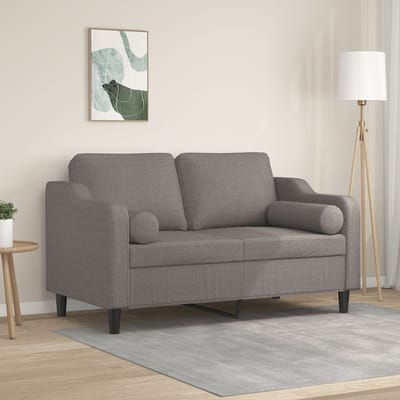 vidaXL - Tweezitsbank - met - sierkussens - 120 - cm - stof - taupe