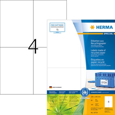 Etikett HERMA Recycling 10734 105x148mm 320 Stück weiß