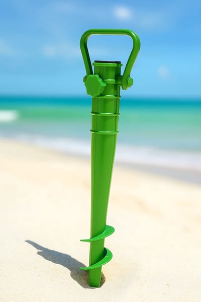 Parasolhouder met Grondboor – Parasolstandaard voor Strand & Tuin – Stevige Parasolvoet met Schroef – Geschikt voor Zand & Aarde – Lichtgewicht & Draagbaar