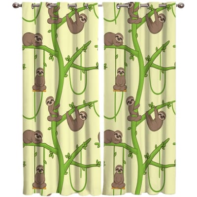 Slanke Lori Luiaard Dieren Raamgordijnen Gordijnen voor Woonkamer Decoratieve Artikelen Woonkamer 135W x 60H(cm)