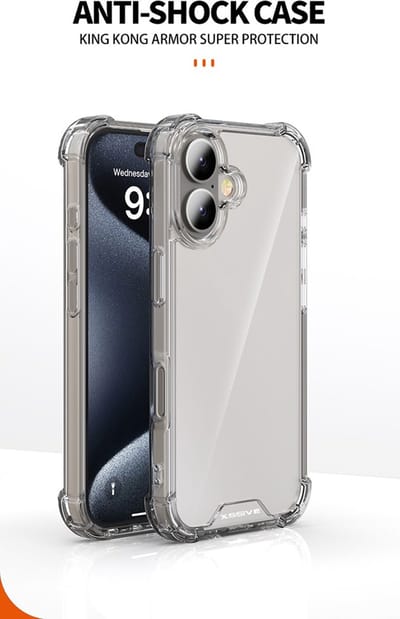 Multimedia & Accessoires Anti Shock Back Cover Case Hoesje geschikt voor Apple iPhone 16 – TPU – Harde Plastic - Schokabsorberend - Schokbestendig – Transparant