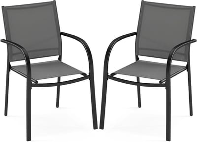 Terrasstoelen Textiel - Balkonstoelen Tuinstoelen - Ontspannen Buiten Zitten - Stapelbaar Design - 61 x 58 x 85 cm - Grijs