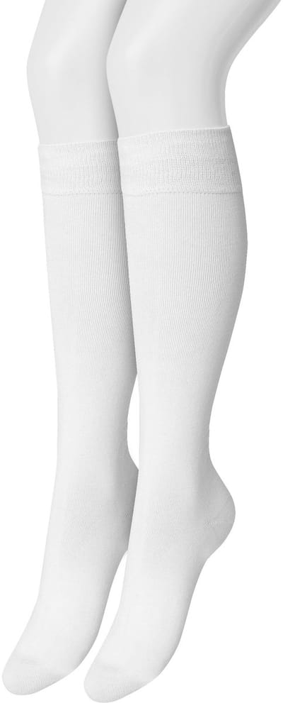 Bonnie Doon Dames Kniekousen Wit maat 35/38 - 2 paar - Knie Kousen - 2-pack - Multipack - Uitstekend draagcomfort - Cotton Knee High - Zakt niet af - Effen - OEKO-TEX - White - OL834302.103