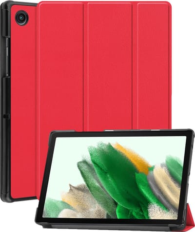 Hoes - Geschikt voor Samsung Galaxy Tab A8 - Dun & Stevig - Trifold Bookcase - Hard Cover - Hardcover Book Case - Tablet Hoesje - Rood