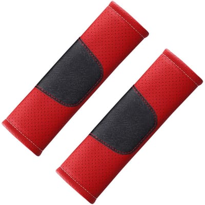Dailygoods- Gordelpads 2 Stuks - Afneembare Veiligheidsgordel - Schouderbeschermer - Leren Patchwork - Ademend Leer - Comfortabel en Slijtvast - Gordelbeschermers