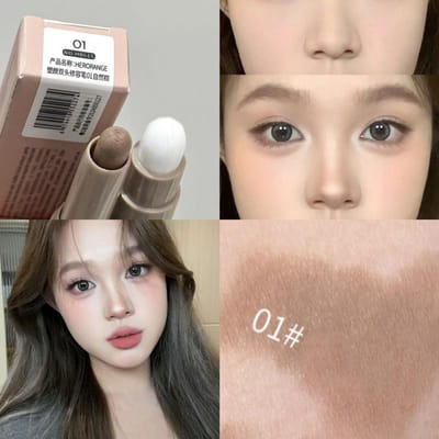Neusschaduw Bronzer Contouring Make-up Pen Natuurlijk Grijs Bruin Gezicht Matte Schaduw Contour Stick Met Kwast