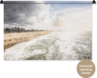 Wandkleed - Wanddoek - Zee - Zon - Nederland - 90x60 cm - Wandtapijt