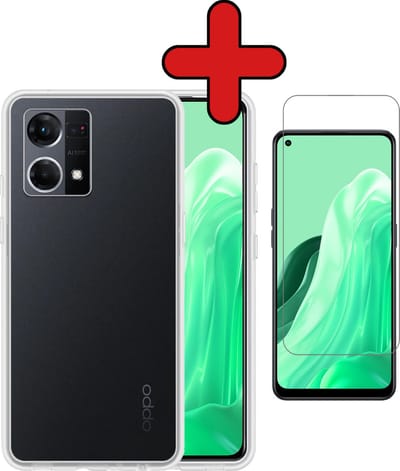 Hoesje - Met Screenprotector - Geschikt voor OPPO Reno 7 - Sterk & Shockproof - Telefoon Hoes - Back Cover - Siliconen Case - Telefoonhoes - Transparant