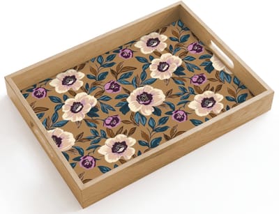 Dienblad hout 40x30 cm - Schootdienblad - Floraal - Stilleven - Kleurrijk - Borrelplank rechthoek - Plateau dienbladen