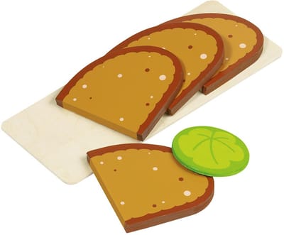 GOKI Speelgoedkeuken - Sneetjes Brood - In Zakje Met Hangkaart - Hout - 6 Delen