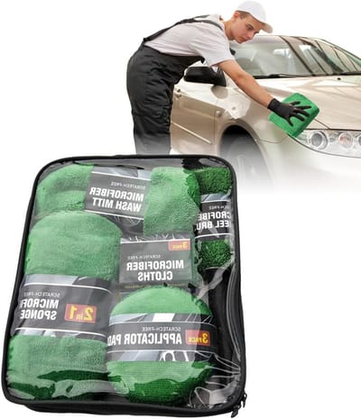 Auto Was Set - Reinigingskit Auto - Auto Onderhoud - 9 Delige Set - 9 Stuks - Groen
