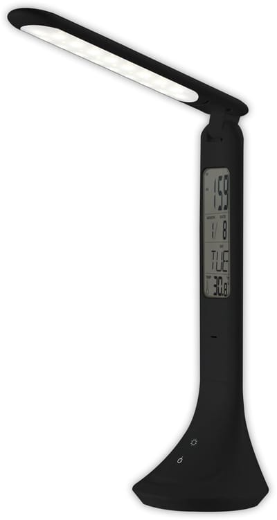 Avide LED Bureaulamp Dimbaar 5W - Met Kalender + Alarm + Klok + Thermometer Functie - Oplaadbaar - 280 lumen - Zwart