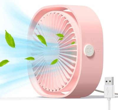 StayPowered Mini-USB-Ventilator - Krachtige en Stille Koeling - Compact en Lichtgewicht - Draagbaar Ontwerp - 3 Snelheden - Perfect voor Bureau, Reizen en Outdoor - Inclusief USB-kabel - Roos - Levering Sneller dan Aangegeven!