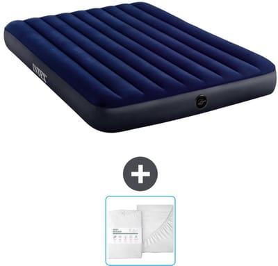 Intex Luchtbed - 2-Persoons - 152 x 203 x 25 cm cm - Blauw - Inclusief en Hoeslaken