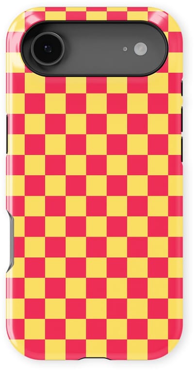 Design Hoesje geschikt voor iPhone 17 Air | Geschikt Voor Mag | Tiny Squares Checkered Print | Backcover geschikt voor iPhone 17 Air Cherry Checker