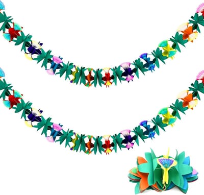 Tropische Bloemslingers - Feestdecoraties Hanger - Feest Sfeer Creëren - Herbruikbaar Papier Materiaal - 2 Stuks 3 Meter - Meerkleurig