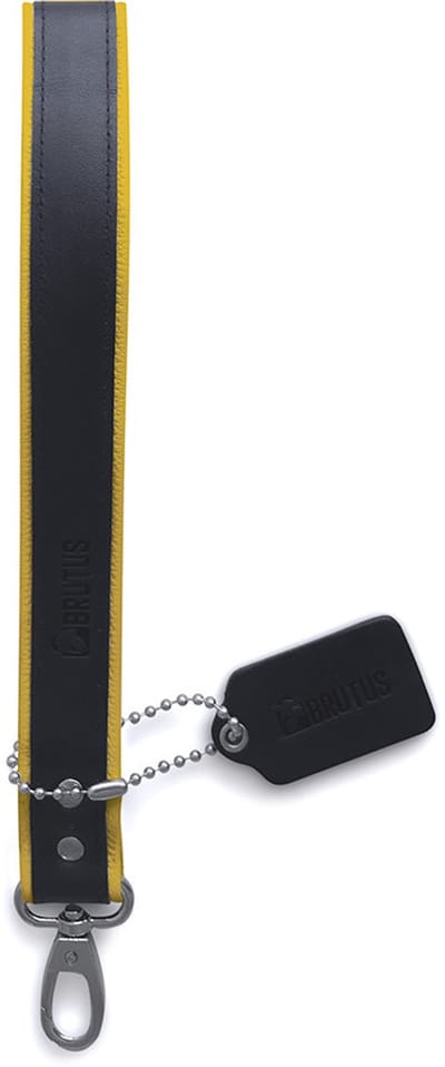 Brutus - Korte Lederen Bondage Leash - Zwart/Geel