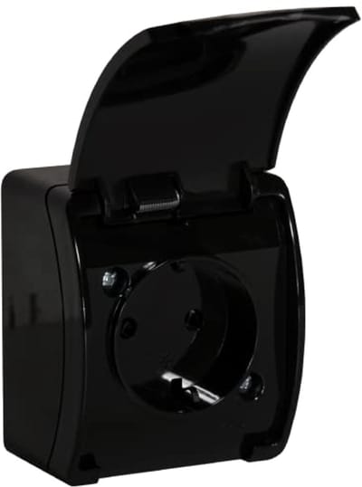 Stopcontact 2x2P+Z Schuko IP44 - Zwart