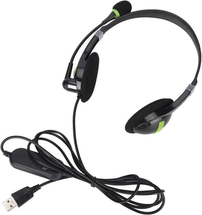 Bedrade Headset - Kantoor Koptelefoon - Klantenservice Gesprekken - Draaibare Microfoon - Over-ear - Zwart