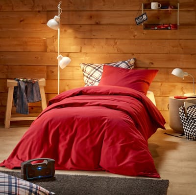 De Witte Lietaer Dekbedovertrek Laura Burgundy - Eenpersoons - 140 x 200/220 cm - Katoen Flanel