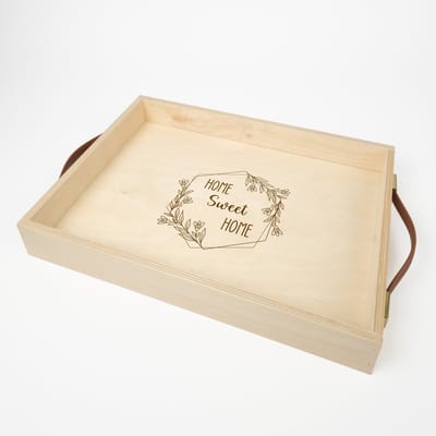 STERK - Houten dienblad - Dienblad - Dienblad met handvaten - Houten dienblad rechthoek - WILDFLOWERS - Verjaardag - Cadeau verjaardag - Moederdag - Vaderdag - Cadeau - Mama - Papa - Kado - Deco