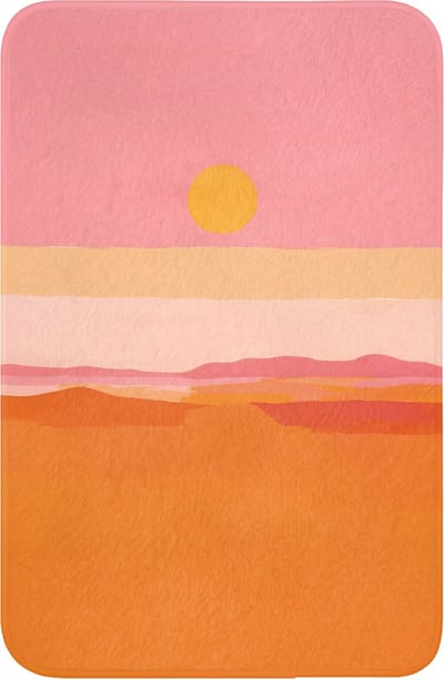WC mat 40x60 cm - Antislip - Zon - Abstract - Landschap - Oranje - Toiletmat - Vloermat - Douchemat - Toilet tapijt - Toiletmatten