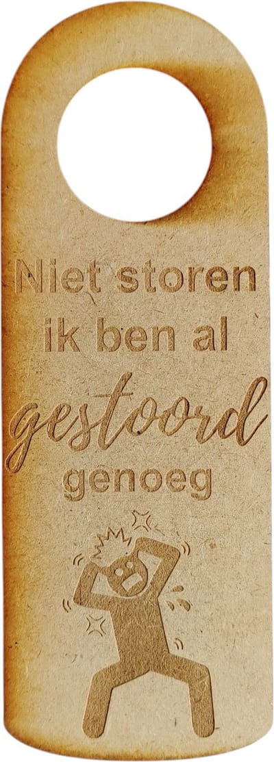 Djemzy - deur bordje - Deurhanger - niet storen ik ben al gestoord - kom maar binnen als je durft - dubbelzijdig - niet storen grappig - laser gegrafeerd hout - 6 mm mdf
