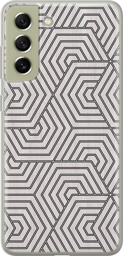 Leuke Telefoonhoesjes - Hoesje geschikt voor Samsung Galaxy S21 FE - Geometrisch - Soft case - TPU - Print / Illustratie - Grijs