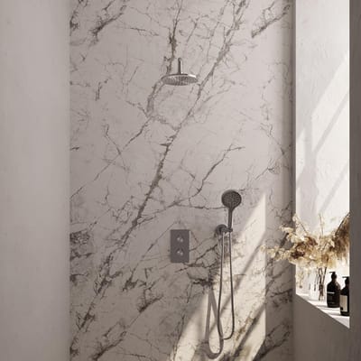 Brauer Brushed Edition Thermostatische Regendoucheset Inbouw - Hoofddouche 20 cm - Gebogen Wandarm - 3 Weg - Handdouche 3 Standen - Doucheslang - Wandaansluitbocht - Rvs