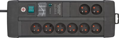 Premium-Line 60.000 A stekkerdoos met overspanningsbeveiliging 8-voudig Duo zwart 3m H05VV-F 3G1,5 *BE*