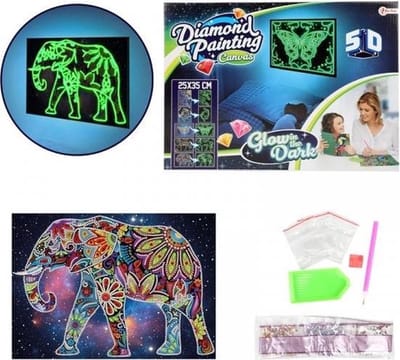 Diamond painting Glow in the Dark 25x35 | Olifant | NIEUW | Glow in the dark