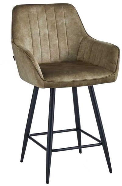 Colenis® - Lavin Barstoel - Set Van 2 - Taupe - Adorè Velvet - Design - Barstoel
