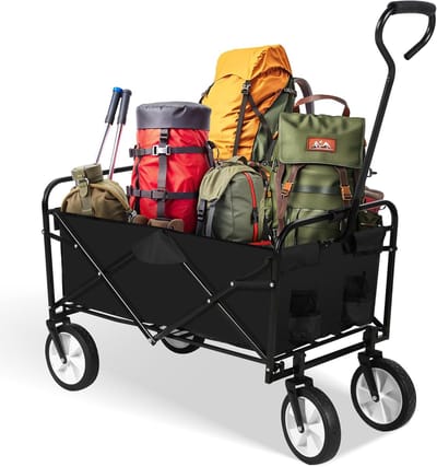 Opvouwbare tuinwagen, 220 lb-capaciteit, inklapbare duwwagen met slipbestendige wielen