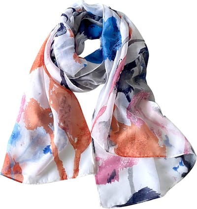 Herringbone Sjaal voor Vrouwen met Vlinder en Bloemenprint - Lichte Katoenen Sjaal voor Lente en Zomer, Ideaal voor Strand en Bescherming tegen de Zon, One Size