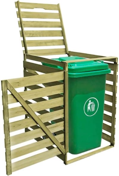 Vuilniscontainerbox Hout - Afvalbox Tuin - Afval Bakken Verbergen - Groen Geïmpregneerd - 240 Liter - Groen
