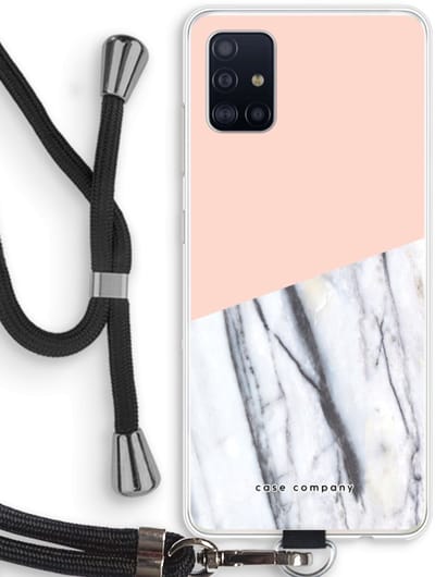 Case Company® - Hoesje met koord geschikt voor Samsung Galaxy A51 4G hoesje met Koord - A touch of peach - Telefoonhoesje met Zwart Koord - Bescherming aan alle Kanten en Over de Schermrand