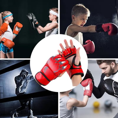 Bokshandschoenen, kickbokshandschoenen - bokshandschoenen met halve vingers | bokstastraining, halve vingers, armbanden, trainingsondersteuning voor mannen, vrouwen,