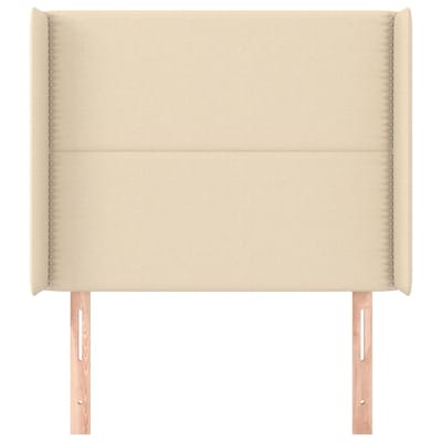 vidaXL Hoofdbord met randen 93x16x118/128 cm stof crèmekleurig