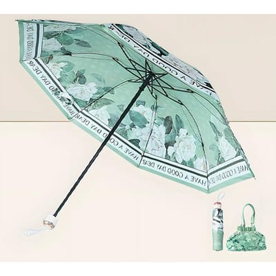 UPF50+ Opvouwbare Paraplu Dubbellaags Zon Regen Paraplu Met Opbergtas UV Bescherming Vinyl coating Parasol Zonnescherm Paraplu