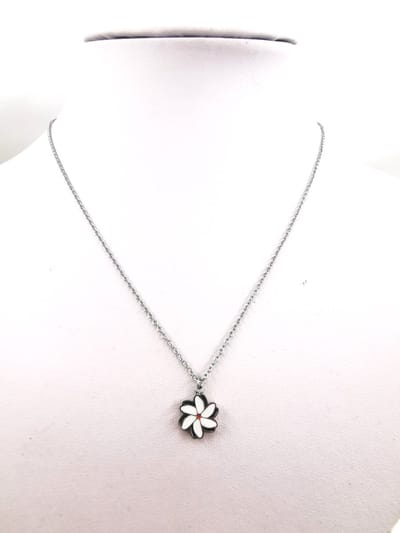 Melati - Ketting 45 cm met hanger - Herdenkingen - symbool - Zilverkleur - RVS, - Indische Jasmijn - Heel erg gewaardigd om te dragen - Respect - Herdenking