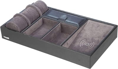 Sieradendoos met Oplaadstation - Juwelendoos Organizer - Sieraden Opbergen - Geïntegreerd Draadloos Laden - 35 cm breed - Zwart