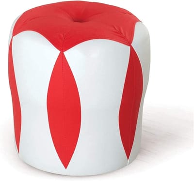 Ronde Poef - Zitje Voetenbank - Ontspannen Zitten - Zacht Kunstleer - 33x35 cm - Rood