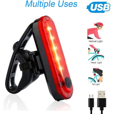 Feu arrière de vélo de montagne ultra lumineux, rechargeable par USB, LED rouge haute luminosité black