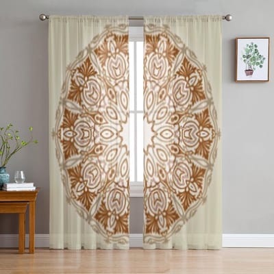 Traditionele Perzisch Arabisch Turks Islamitische Transparante Gordijnen voor Woonkamer Tule Raamgordijn Slaapkamer Keuken Sluier Draperieën 135W x 114H(cm) white