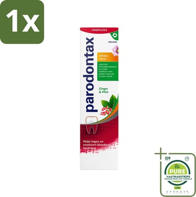 1 x Parodontax - Tandpasta - Herbal Twist - Ginger & Mint - 75 ml - Tandpasta - Tandvlees - Tandplak - Gember - Munt